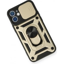 Marsilyan iPhone 12 Kılıf Pars Lens Yüzüklü Silikon - Gold