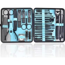Skygo 36 Parça Profesyonel Manikür Pedikür Seti, Paslanmaz Çelik Tırnak Bakım Aletleri, Mavi-Siyah Taşıma Çantalı