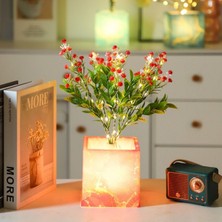 Marsilyan Pembe Saksılı LED Yapay Çiçek