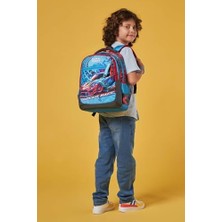 Skygo Gri Mavi Yarış Arabası Desenli Erkek Çocuk Ilkokul Çantası ve Günlük Sırt Çantası