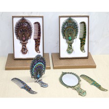 Marsilyan Tavuskuşu Katlanabilir Ayna ve Tarak Seti Büyük Boy