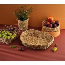 Skygo Ulu Ahşap Hasır El Örgü Battal Boy Ekmeklik