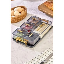 Skygo Tepsili Lüx 5 Bölmeli 6 Parça Kahvaltılık Seti, Şık ve Fonksiyonel Akrilik Tepsili Lüks 5 Bölmeli Kahvaltılık Seti - Kahvaltı Keyfinizi Artırın!