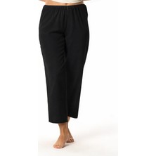 Eliş Şile Bezi Şile Bezi Pamuk Rahat Kesim Beli Lastikli Jüpon Pantolon Astarı Siyah Syh