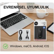 Skygo Kablosuz Mouse, Çift Modlu (Bluetooth 5.0 + 2.4ghz Usb) Şarj Edilebilir Rgb Işıklı Sessiz Mouse, Pc, Laptop,, Tablet, Ipad, Telefon Uyumlu (Bgms, Siyah)