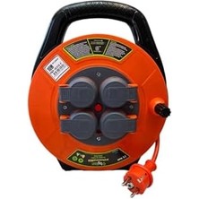 Skygo Seyyar Kablo Makarası – 10 Metre, 4 Prizli, IP44 Kapaklı, 230V 16A, 1000W – Taşınabilir Çanta Tipi Uzatma Kablosu (3x1.5mm² Cca) 10315-F