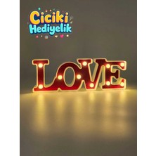 Normadia Gökyüzü Temalı LED Işıklı Love Yazısı Gece Lambası, Yumuşak Işık