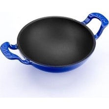 Skygo Döküm Mini Wok Yekpare Kulplu Çap 16CM Mavi