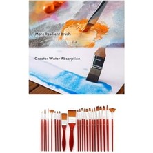 Skygo Kırmızı 24 Parçalı Profesyonel Sanat Fırça Seti Çantalı Yağlıboya Akrilik Guaj