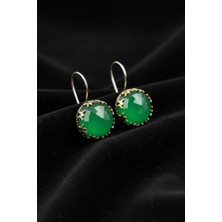 Roza Silver Zümrüt Taşlı Lale Motifli Otantik Gümüş Kadın Küpe