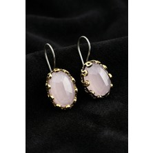 Roza Silver Pembe Kuvars Taşlı Otantik Gümüş Kadın Küpe