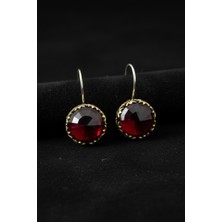 Roza Silver Lal Taşlı Lale Motifli Otantik Gümüş Kadın Küpe