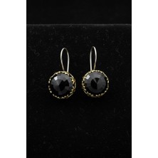 Roza Silver Oniks Taşlı Lale Motifli Otantik Gümüş Kadın Küpe