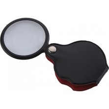 Marsilyan 5X-50MM-MINI Büyüteç Cepte Taşınan Optik Lens Katlanabilir Deri Kaplama XX1051