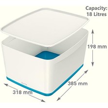 Skygo 52161036 A4 Mybox Kapaklı Geniş Saklama Kutusu, Beyaz/metalik Mavi