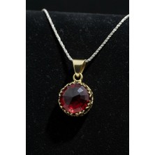 Roza Silver Lal Taşlı Lale Motifli Otantik Gümüş Kadın Kolye RN10234