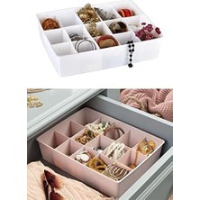 Skygo Kapaksız Dolap Içi 15 Bölmeli Çekmece Düzenleyici Plastik Hobi Kutusu Takı Makyaj Saklama Kabı Organizer (Beyaz)