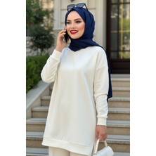Neva Style Krem Tesettür Tunik 30644KR