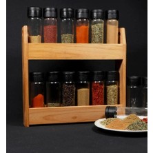 Skygo Bkm Dizayn Cansas 12 Li Ahşap Standlı Baharatlık Seti