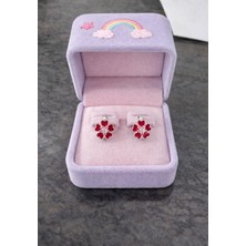 miraç gümüş takı atölyem 925 Ayar Gümüş Mineli Ortası Taşlı Çiçek Detaylı Çocuk Küpesi