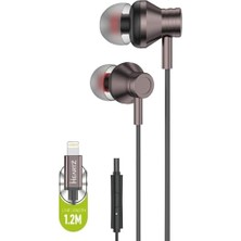 Skygo Iph-01 Lightnin Kulaklık Iphon ile Uyumlu A Kalite Extra Bass Metal Uçlar Streo Hd Yüksek Ses 1,2m Mikrofonlu Kulak Içi Kulaklık (Siyah)