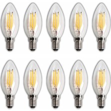 Skygo LED Rustik Mum Buji Ampul – E14 Duy, 4W (35W Eşdeğer), 3000K Günışığı, 400 Lümen – 220-240V, 3.5X10 cm – 10’lu Paket