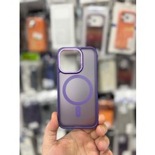 Elixem İphone 15 Pro Max Uyumlu Mor Silicone Magsafe Kamera Çıkıntılı Sert Kılıf