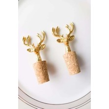 Skygo 2 Adet Geyik Figür Mantarlı Tıpa ve 2 Adet Yağdanlık