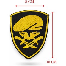 Single Sword Nakış Patch - Büyük Boy Bere-Bıçak Peç - SİYAH-SARI