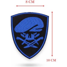 Single Sword Nakış Patch - Büyük Boy Bere-Bıçak Peç - SİYAH-MAVİ