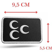 Single Sword Nakış Patch - Üç Hilal Peç - SİYAH-BEYAZ