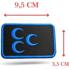 Single Sword Nakış Patch - Üç Hilal Peç - SİYAH-MAVİ