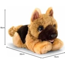 Skygo Keel Toys SD2532 Yumuşak Oyuncak Imzalı Yavru Köpek Alsatian, Siyah, Kahverengi