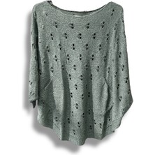 Oversize Merserize Triko Bluz - Delikli Desenli Kazak (38-52 Beden)