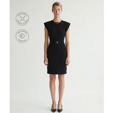 Yargıcı Dar Bisiklet Yaka Kolsuz Elbise