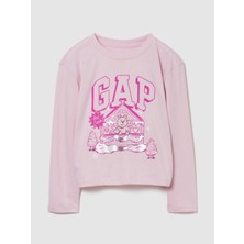 Gap Kız Çocuk Pembe Relaxed Grafik Logo T-Shirt