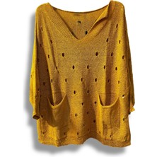 Kadın Merserize Oversize Triko Bluz – Standart Beden (38-48 Uyumlu) – Şık ve Rahat Yazlık Kazak