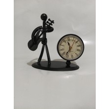 Tahtakale Metal Gitarist Figürlü Masa Saati – Dekoratif Tasarım Saat