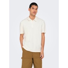 Only & Sons Beyaz Erkek Normal Polo T-Shirt Onskıan Reg Seersucker Ss Polo