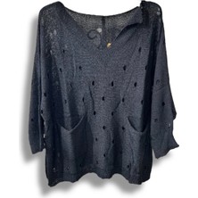 Kadın Merserize Oversize Triko Bluz – Standart Beden (38-48 Uyumlu) – Şık ve Rahat Yazlık Kazak