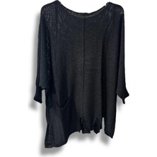 Kadın Oversize Merserize Triko Bluz | Salaş Tunik | 38-52 Beden Uyumlu