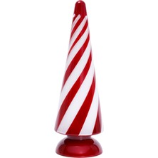 Yargıcı Cam Renkli Çizgili Konik Yılbaşı Süsü(30x10 Cm)