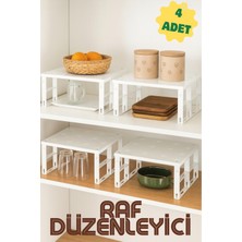 Dükkanönü 4 Adet Flowers Dolap Içi Raf Düzenleyici Dolap Düzenleyici Raf, Bardak Rafı, Düzenleme Rafı Org-01