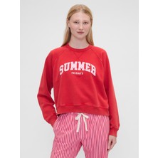 Gap Kadın Kırmızı Gap × Summer Fridays Oversized Raglan Logo Sweatshirt