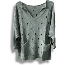 Kadın Merserize Oversize Triko Bluz – Standart Beden (38-48 Uyumlu) – Şık ve Rahat Yazlık Kazak