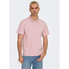 Only & Sons Baskılı Açık Mor Erkek Polo T-Shirt Onscooper Reg Ss Polo
