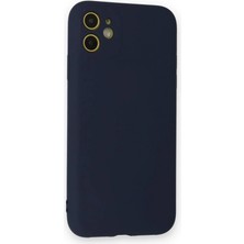 Marsilyan iPhone 12 Mini Kılıf Nano Içi Kadife Silikon - Lacivert