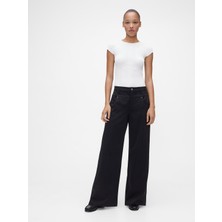 Gap Kadın Siyah Gapstudio Low Rise Saten Baggy Pantolon