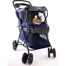 Zampa Twins Kedi ve Köpek Arabası Lacivert 51X85X100 cm
