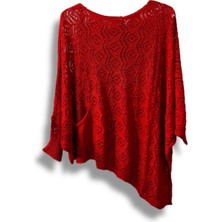 Kadın Merserize Ajurlu Asimetrik Triko Bluz – Standart Beden (38-48 Uyumlu)